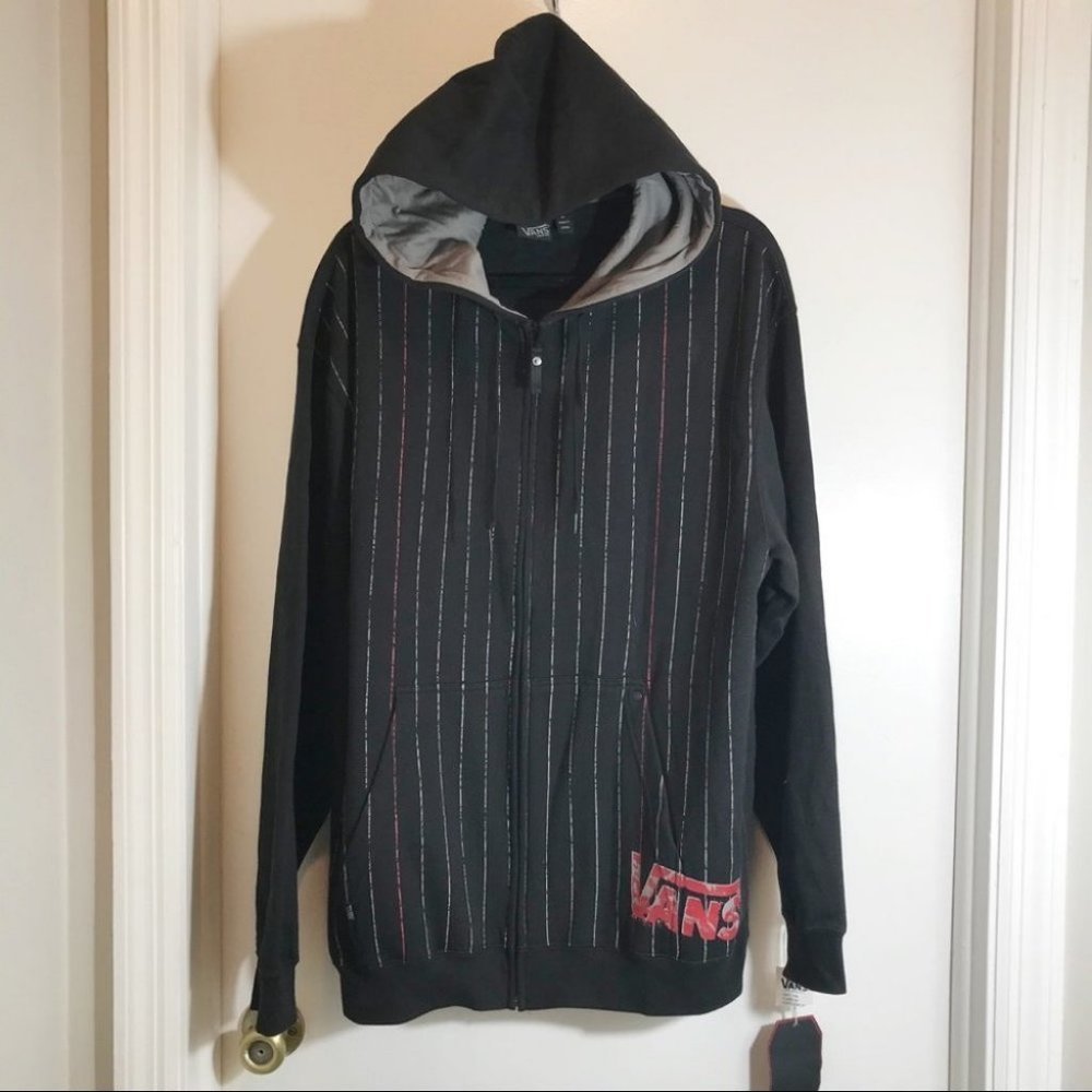 VANS LOGO HOODIE FULL ZIP Black JACKET With Pockets MEN'S SIZE XL NEW NWT - Picture 3 of 16